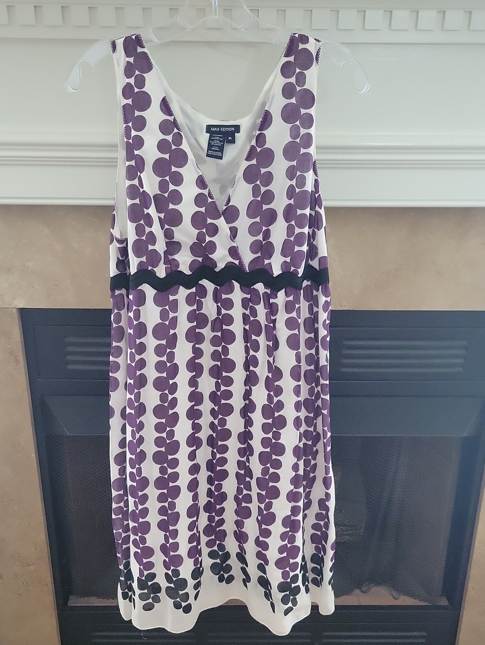 Max Edition White Dress with Purple Dot Chain Print